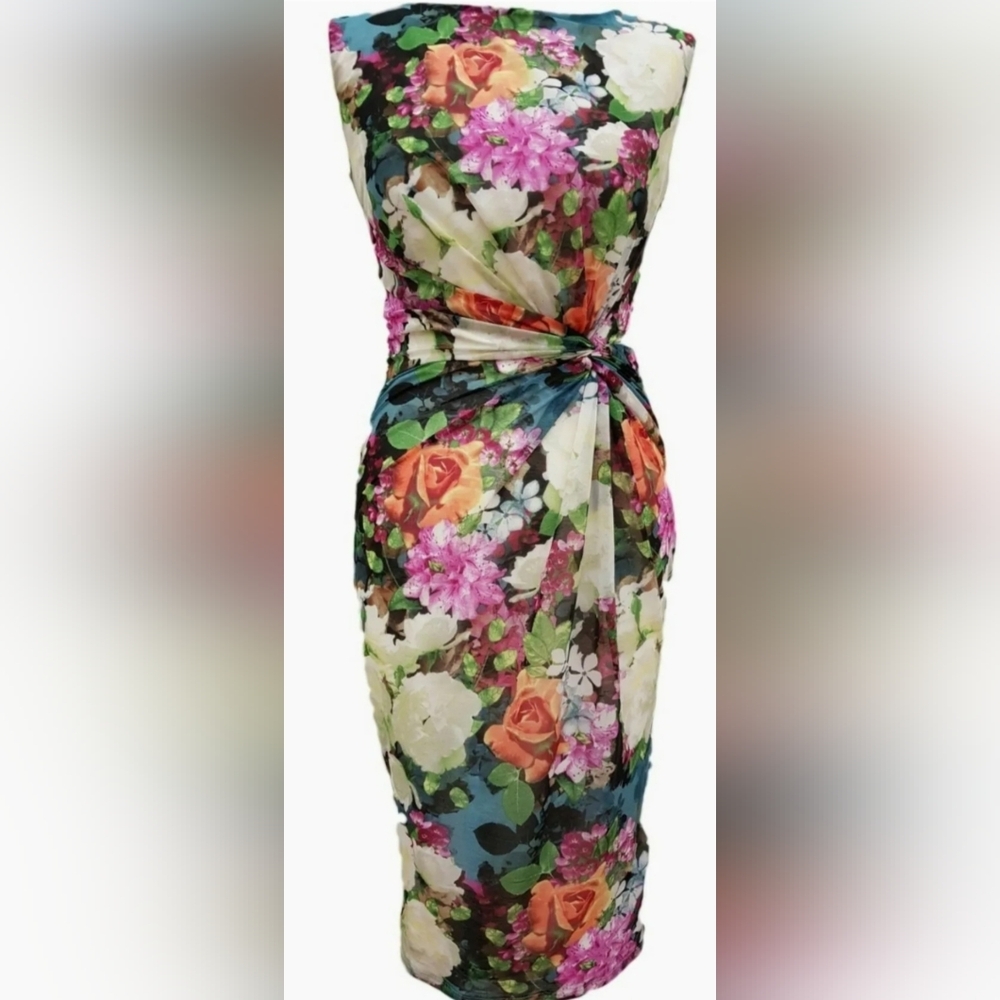 Phase Eight Fonteyn Printed Mesh Dress, Multi Floral Size 18 New Without Tags